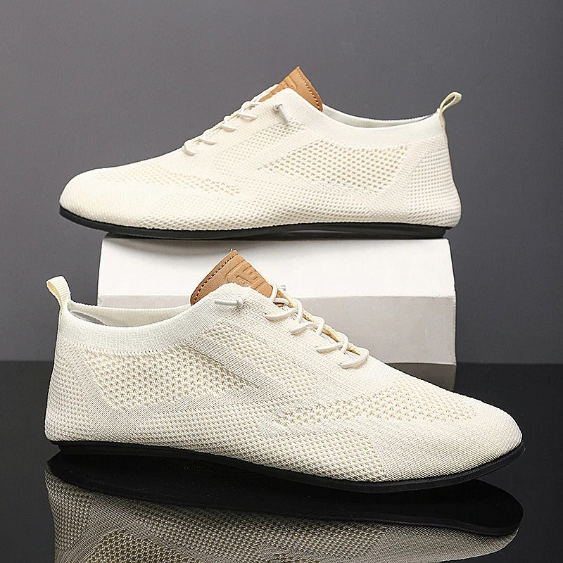 Comfortable Knit Fashion Sneaker for Women with Lace Up Low Top Flexible Sole Casual Style
