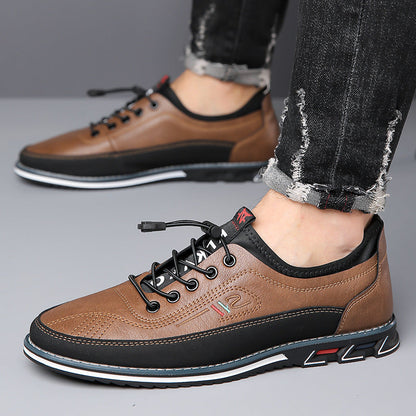 Stylish Leather Sneakers for Women with Lace Up Round Toe Color Block Casual Style