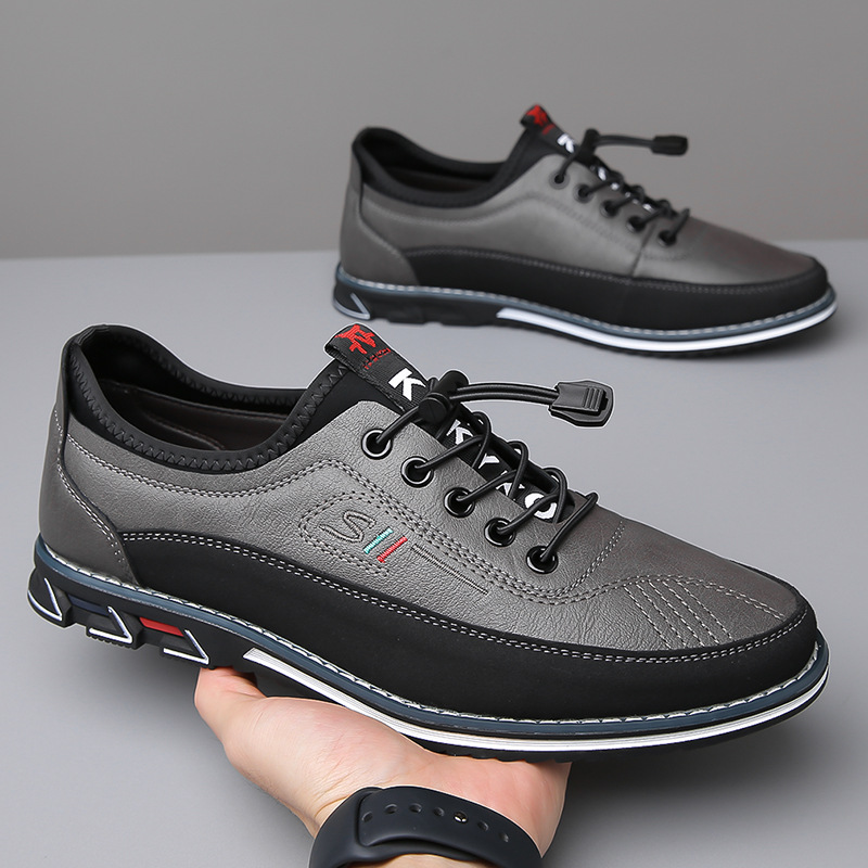 Stylish Leather Sneakers for Women with Lace Up Round Toe Color Block Casual Style