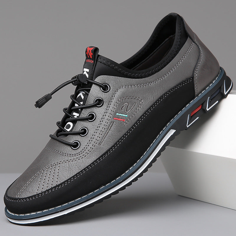 Stylish Leather Sneakers for Women with Lace Up Round Toe Color Block Casual Style