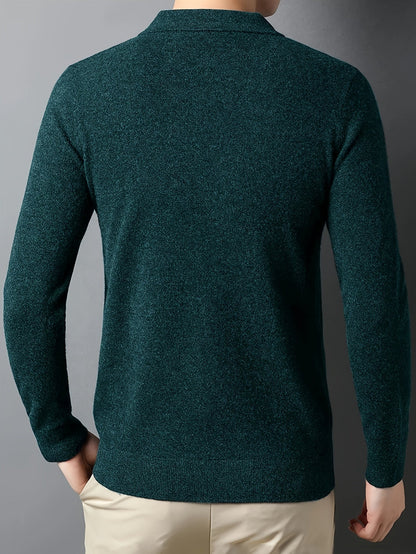 Comfortable Knit Polo Sweater for Women with Collar Long Sleeve Button Placket Ribbed Cuff Casual Style