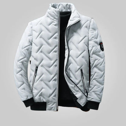 Comfortable Quilted Puffer Jacket for Women with Stand Collar Long Sleeve Zip Front Ribbed Cuff Casual Style