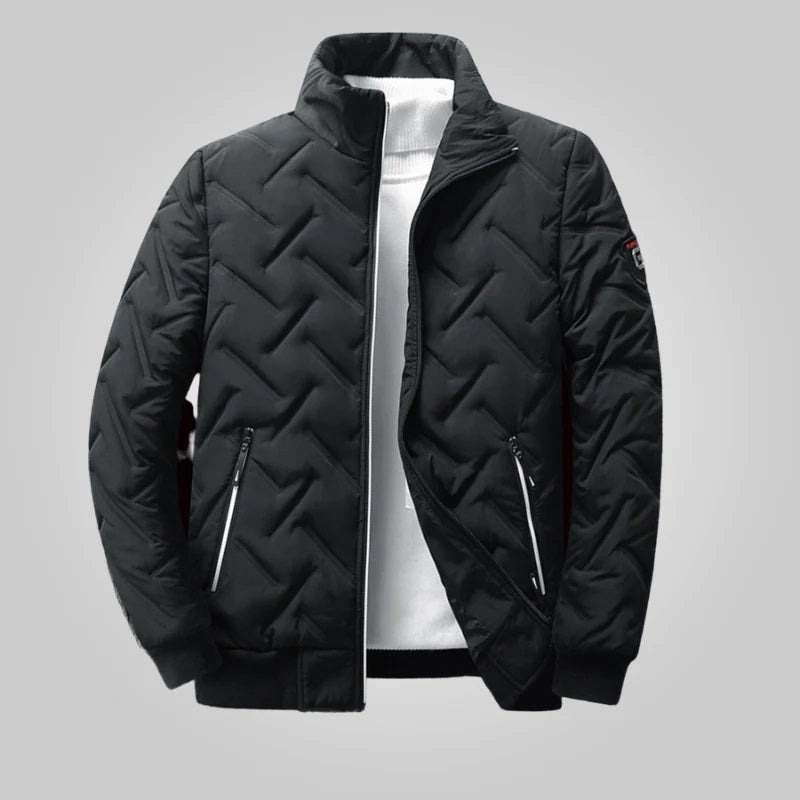 Comfortable Quilted Puffer Jacket for Women with Stand Collar Long Sleeve Zip Front Ribbed Cuff Casual Style