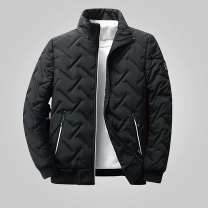 Comfortable Quilted Puffer Jacket for Women with Stand Collar Long Sleeve Zip Front Ribbed Cuff Casual Style