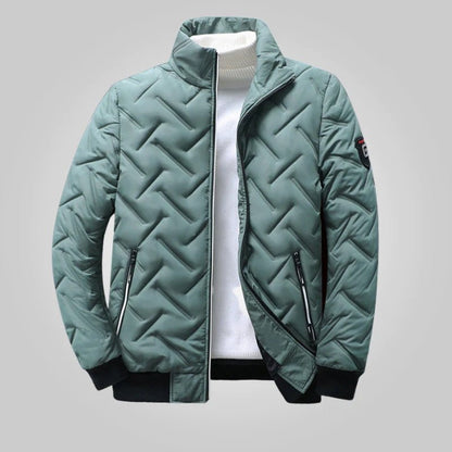 Comfortable Quilted Puffer Jacket for Women with Stand Collar Long Sleeve Zip Front Ribbed Cuff Casual Style
