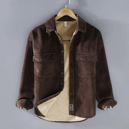 Comfortable Corduroy Sherpa Jacket for Women with Collar Long Sleeve Button Front Relaxed Casual Style