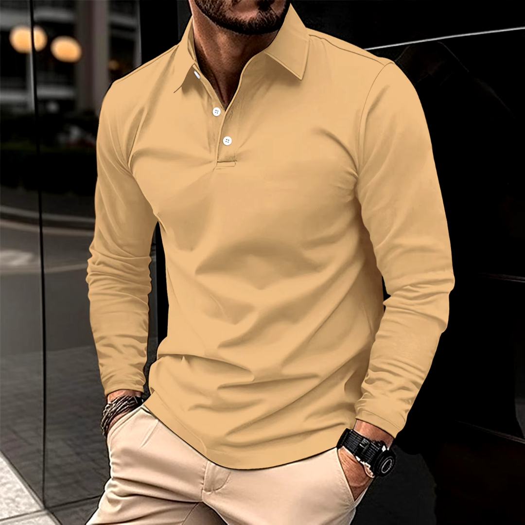 Elegant Ribbed Polo Shirt for Women with Collar Long Sleeve Button Placket Casual Style