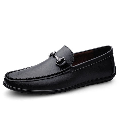 Effortless Leather Loafers for Women with Horsebit Buckle Moc Toe Slip-On Casual Style