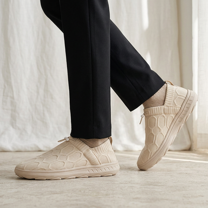 Comfortable Knit Sneaker for Women with Slip On Drawstring Honeycomb Texture Casual Style