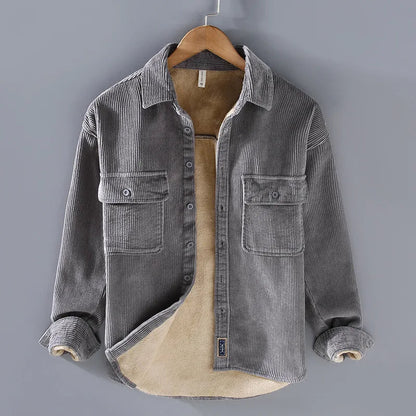 Comfortable Corduroy Sherpa Jacket for Women with Collar Long Sleeve Button Front Relaxed Casual Style