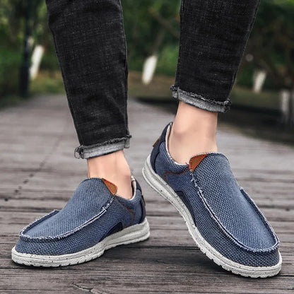 Comfortable Canvas Loafer for Women with Slip-On Moccasin Toe Woven Texture Casual Style