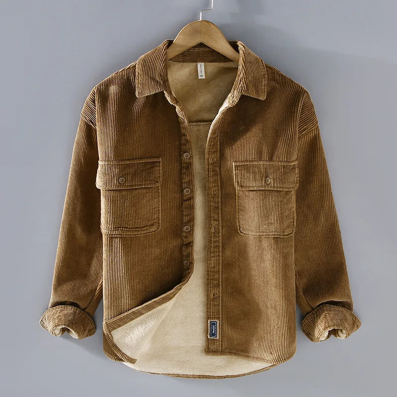 Comfortable Corduroy Sherpa Jacket for Women with Collar Long Sleeve Button Front Relaxed Casual Style