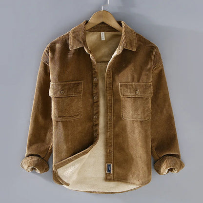 Comfortable Corduroy Sherpa Jacket for Women with Collar Long Sleeve Button Front Relaxed Casual Style