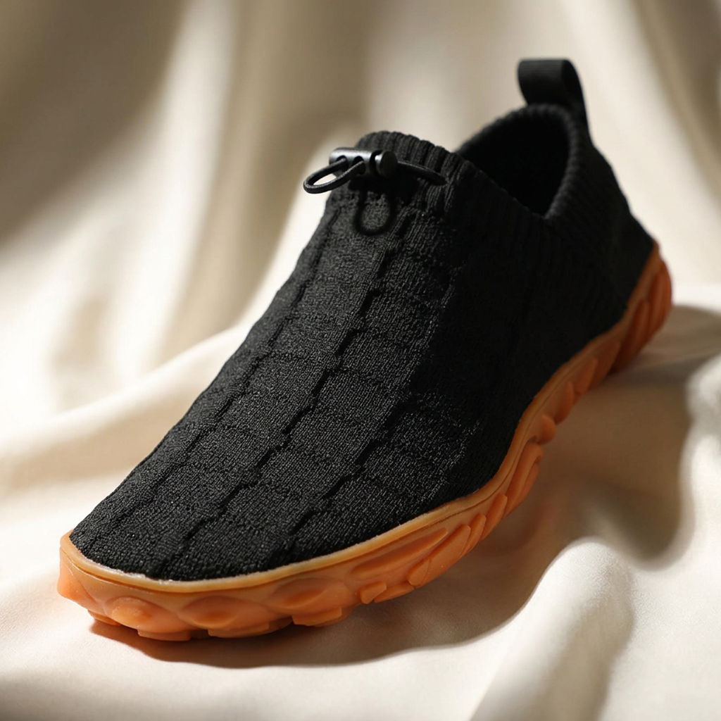 Comfortable Knit Slip On Sneaker for Women with Drawstring Closure Chunky Sole Lightweight Casual Style
