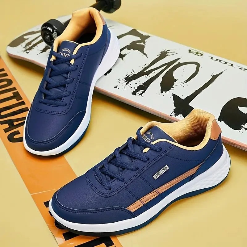 Stylish Leather Sneaker for Women with Round Toe Lace Up Cushioned Sole Casual Style
