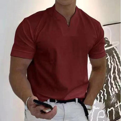 Effortless Solid Blouse for Women with Split Neck Short Sleeve Chest Pocket Casual Style