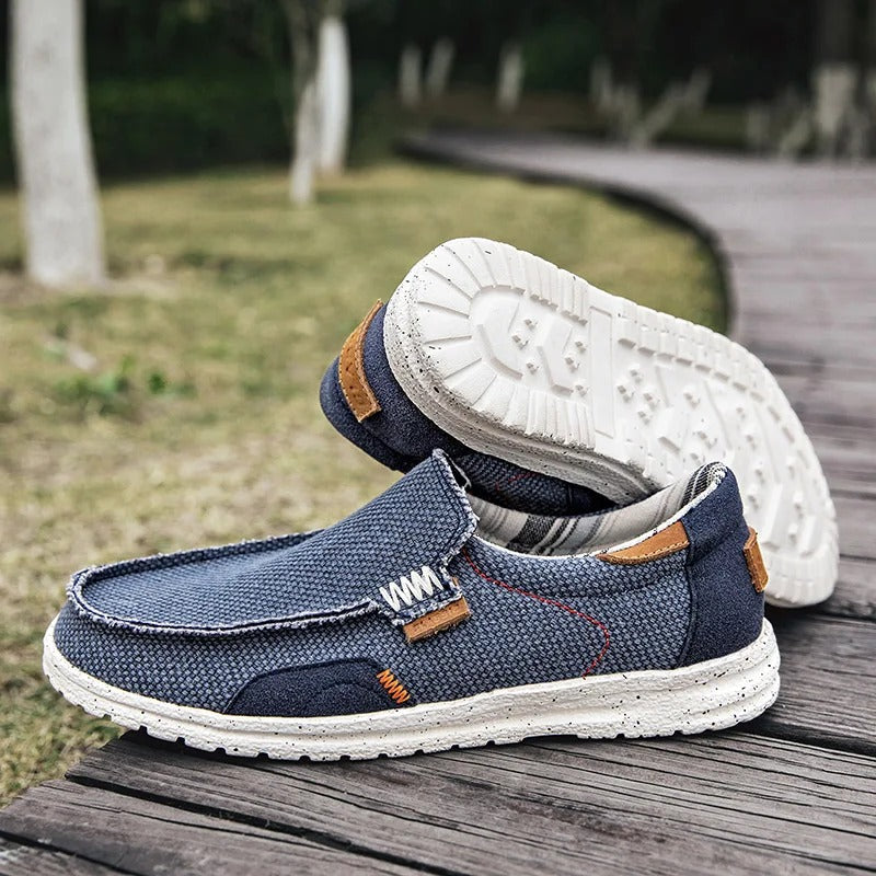 Comfortable Canvas Loafer for Women with Slip-On Moccasin Toe Woven Texture Casual Style