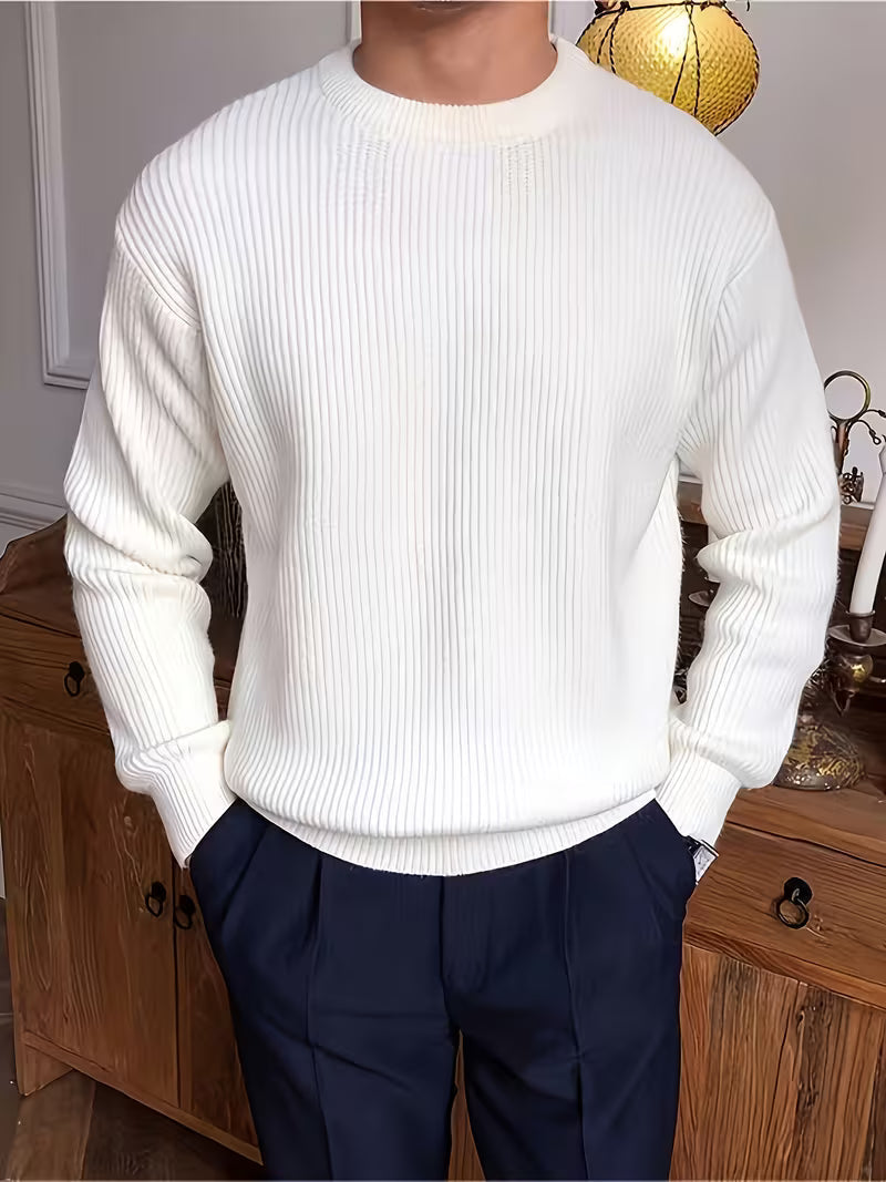 Comfortable Ribbed Sweater for Women with Crew Neck Long Sleeve Relaxed Oversized Knit Style