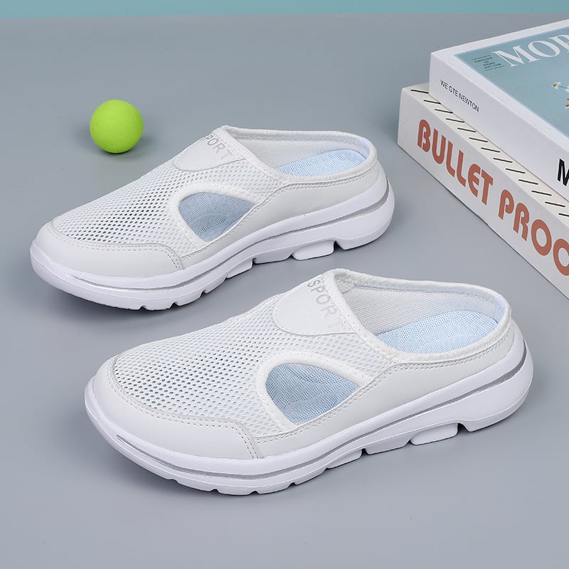 Comfortable Mesh Slip On Mule Sneaker for Women with Cutout Vent Platform Sole Sport Style