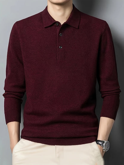 Comfortable Knit Polo Sweater for Women with Collar Long Sleeve Button Placket Ribbed Cuff Casual Style
