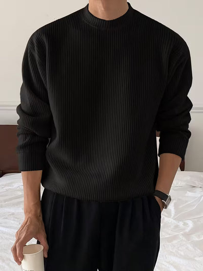 Comfortable Ribbed Sweater for Women with Crew Neck Long Sleeve Relaxed Oversized Knit Style