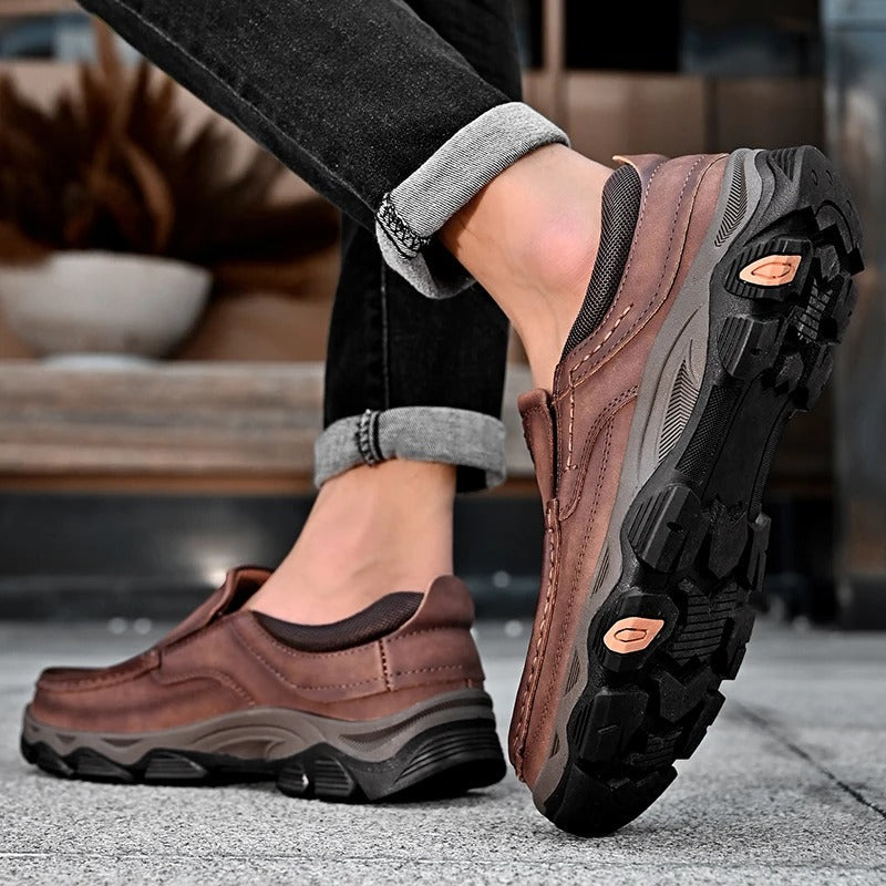 Effortless Leather Moc Toe Loafer for Women with Slip-On Rugged Outsole Comfort Style