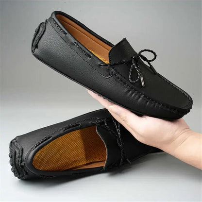 Comfortable Suede Leather Driving Loafer for Women with Moc Toe Braided Lace Bow Slip On Casual Style