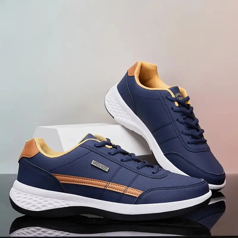 Stylish Leather Sneaker for Women with Round Toe Lace Up Cushioned Sole Casual Style