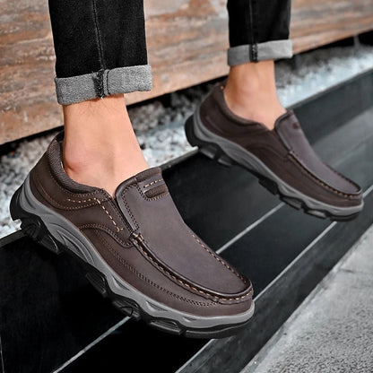 Effortless Leather Moc Toe Loafer for Women with Slip-On Rugged Outsole Comfort Style