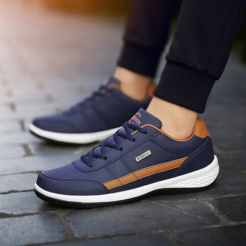 Stylish Leather Sneaker for Women with Round Toe Lace Up Cushioned Sole Casual Style