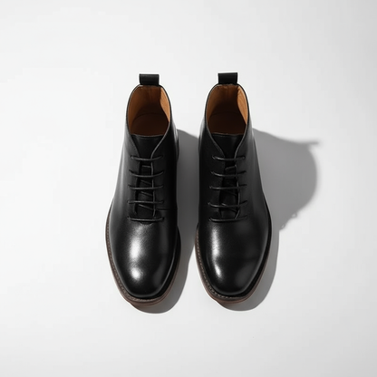 Stylish Leather Chukka Boot for Women with Lace Up Round Toe Stacked Heel Casual Style