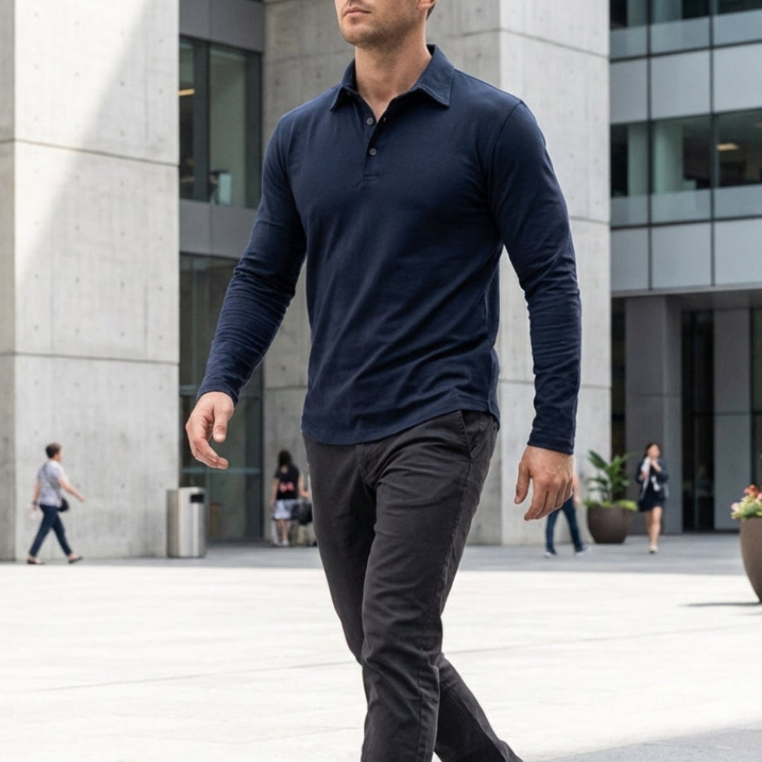 Effortless Cotton Polo Shirt for Women with Collared Long Sleeve Button Placket Relaxed Casual Style
