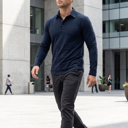 Effortless Cotton Polo Shirt for Women with Collared Long Sleeve Button Placket Relaxed Casual Style
