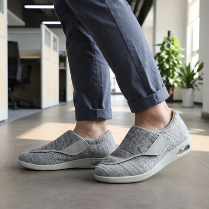 Comfortable Knit Fashion Sneaker for Women with Adjustable Strap Wide Toe Air Cushion Sole Casual Style