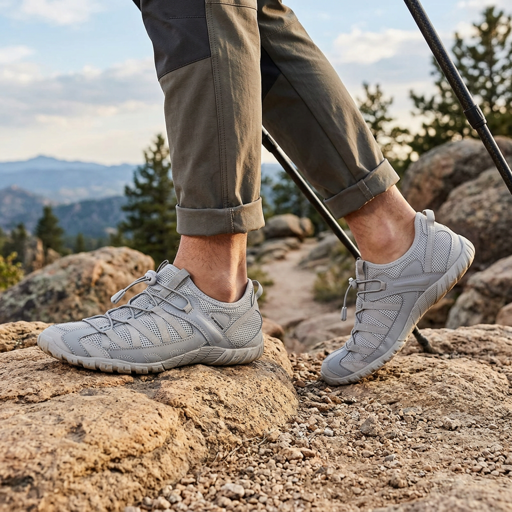 Effortless Mesh Trail Sneakers for Women with Toggle Lace Closure Breathable Non Slip Style