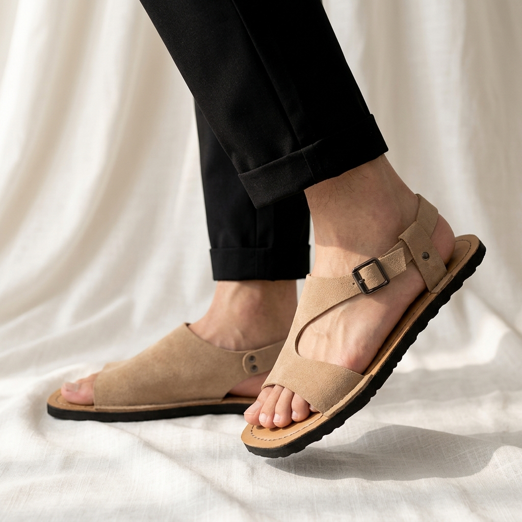 Stylish Suede Buckle Sandal for Women with Open Toe Ankle Strap Flat Casual Style