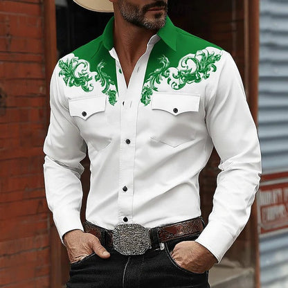 Effortless Embroidered Western Shirt for Women with Collar Long Sleeve Snap Button Casual Style