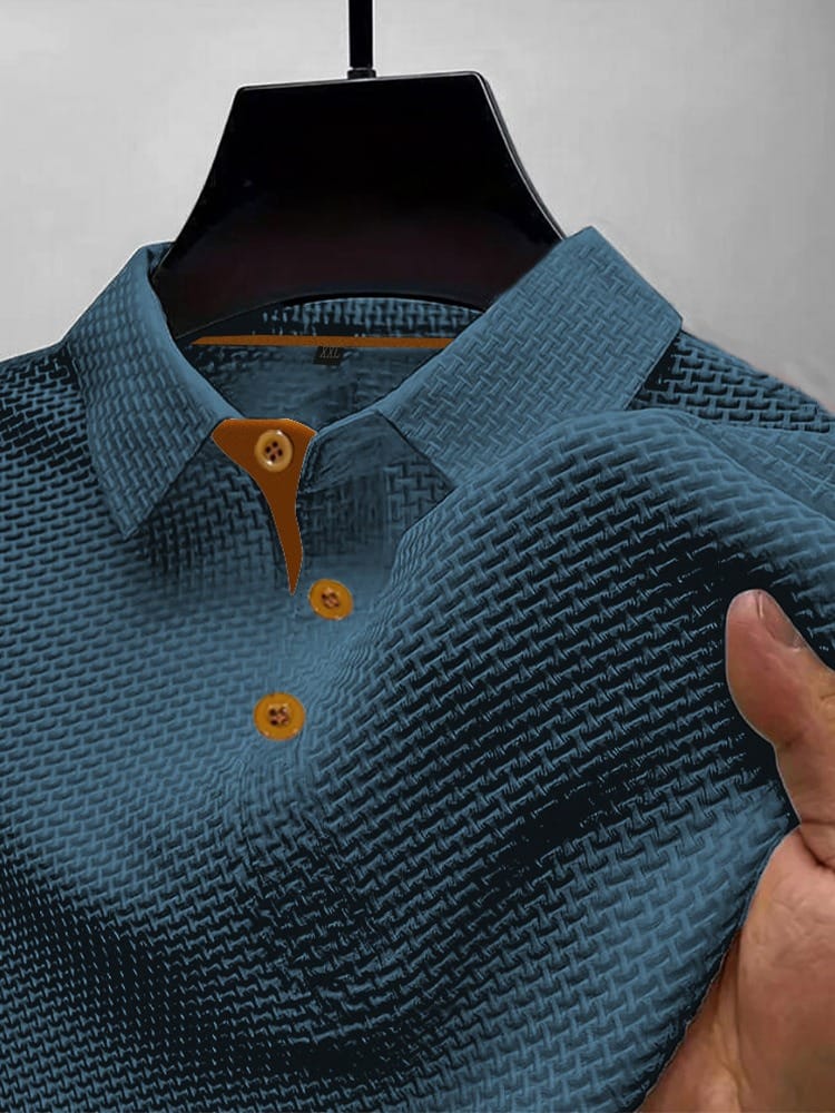 Effortless Textured Polo Shirt for Women with Spread Collar Long Sleeve Contrast Button Placket Casual Style