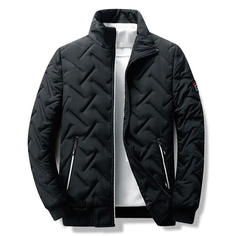 Comfortable Quilted Puffer Jacket for Women with Stand Collar Long Sleeve Zip Front Ribbed Cuff Casual Style