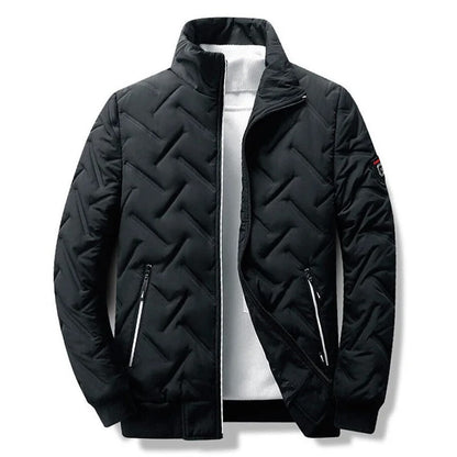 Comfortable Quilted Puffer Jacket for Women with Stand Collar Long Sleeve Zip Front Ribbed Cuff Casual Style