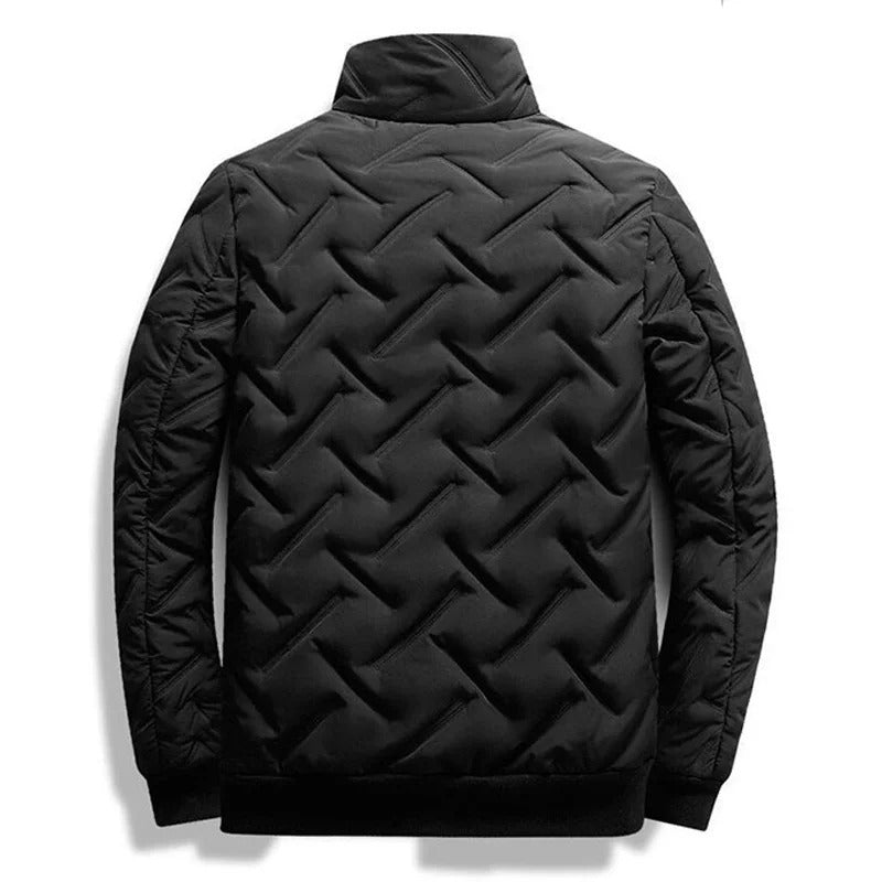 Comfortable Quilted Puffer Jacket for Women with Stand Collar Long Sleeve Zip Front Ribbed Cuff Casual Style