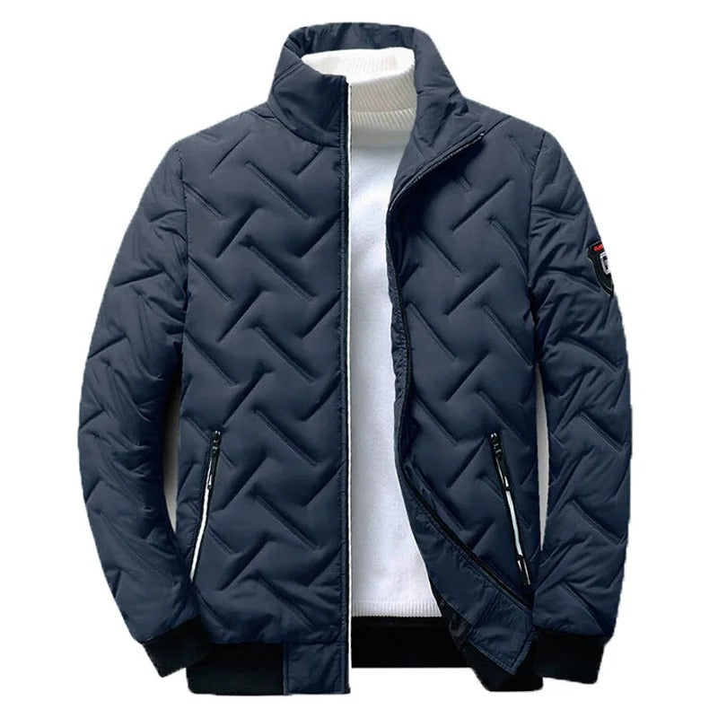 Comfortable Quilted Puffer Jacket for Women with Stand Collar Long Sleeve Zip Front Ribbed Cuff Casual Style