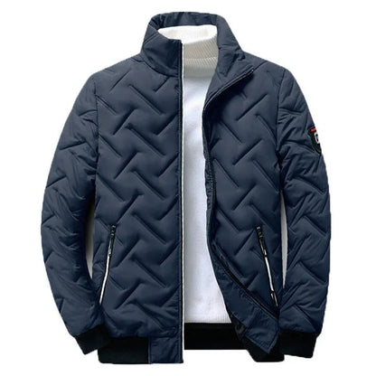 Comfortable Quilted Puffer Jacket for Women with Stand Collar Long Sleeve Zip Front Ribbed Cuff Casual Style