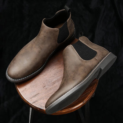 Comfortable Leather Chelsea Boots for Women with Elastic Gusset Round Toe Stacked Heel Casual Style
