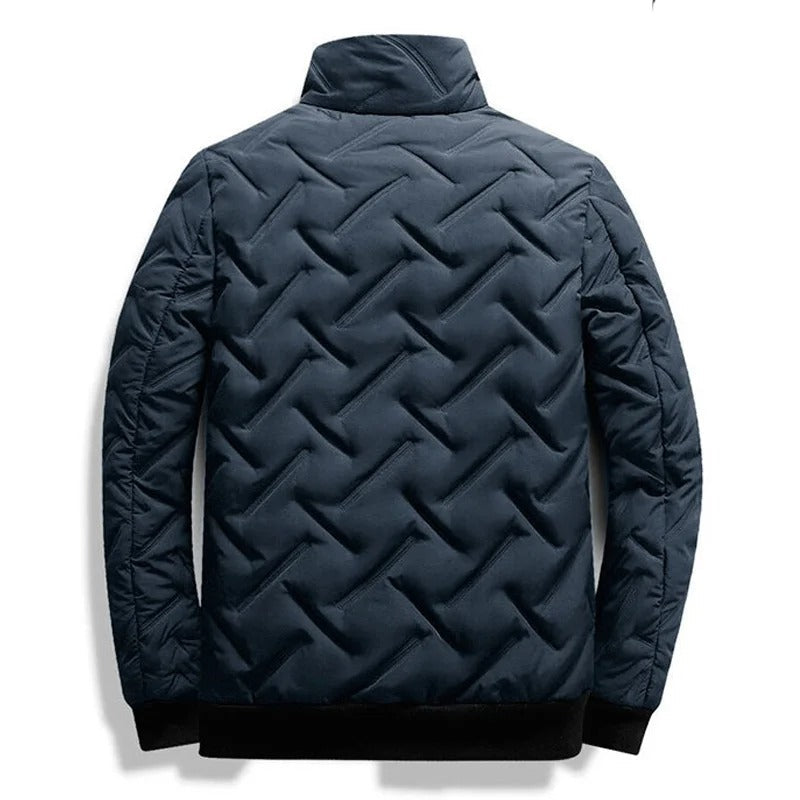 Comfortable Quilted Puffer Jacket for Women with Stand Collar Long Sleeve Zip Front Ribbed Cuff Casual Style