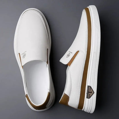 Stylish Leather Slip On Sneaker for Women with Elastic Panel Chunky Sole Casual Style