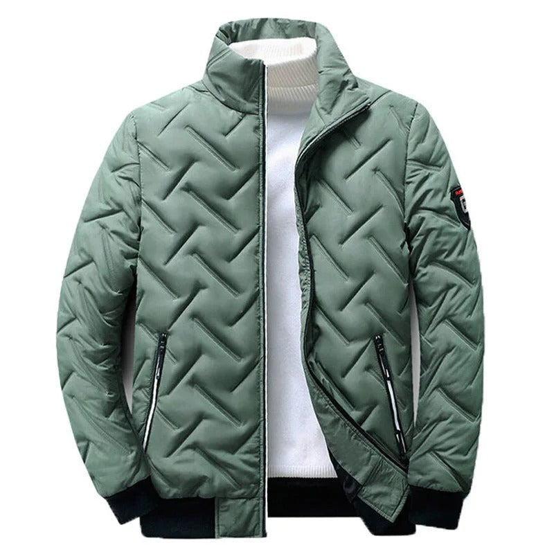Comfortable Quilted Puffer Jacket for Women with Stand Collar Long Sleeve Zip Front Ribbed Cuff Casual Style