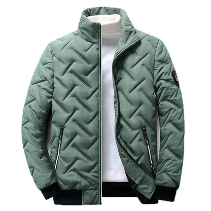 Comfortable Quilted Puffer Jacket for Women with Stand Collar Long Sleeve Zip Front Ribbed Cuff Casual Style