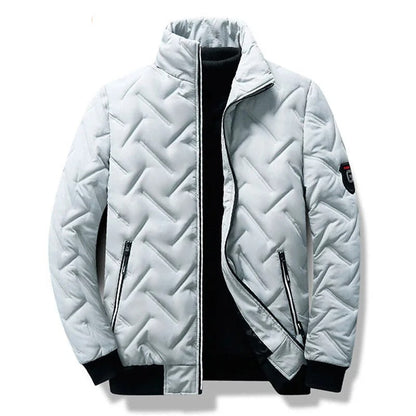 Comfortable Quilted Puffer Jacket for Women with Stand Collar Long Sleeve Zip Front Ribbed Cuff Casual Style