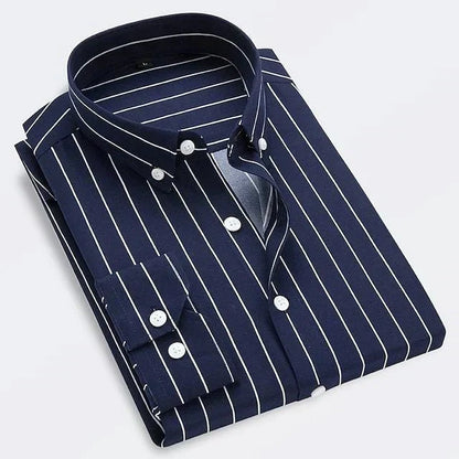Effortless Striped Button Up Shirt for Women with Collar Long Sleeve Button Front Casual Style